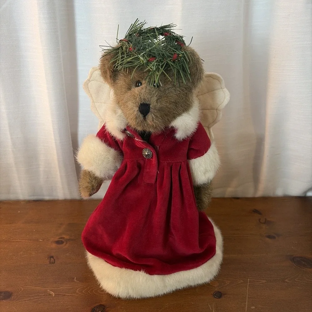 VTG BOYDS BEAR HOLLY BEARY‎ ANGEL CHRISTMAS TREE TOPPER-HOLIDAY-RUSTIC-COUNTRY